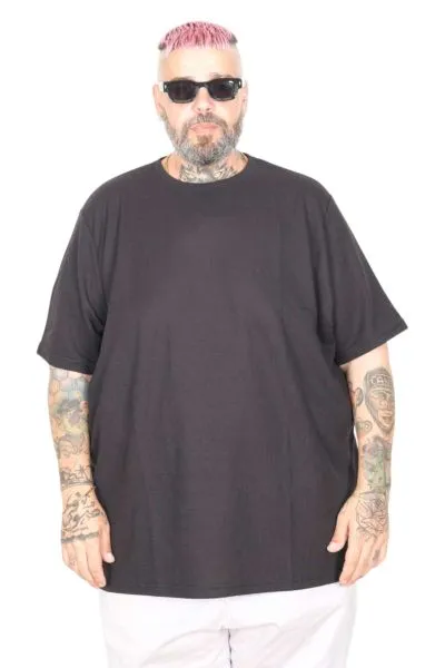 Büyük Beden Waffle Basic T-shirt 20033 Siyah