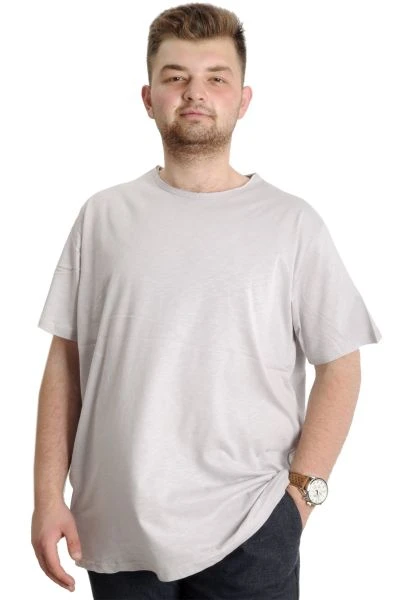 Büyük Beden Erkek T-shirt FLAM Yaka Basic 20035 Grimelanj