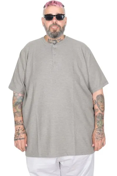 Big Size Mens Henley T-shirt Waffle U20036 Khaki