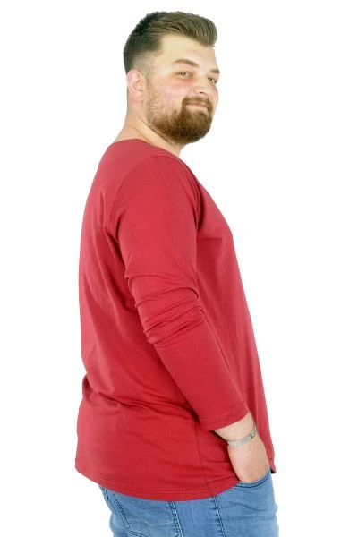 Big Tall Men s Basic T-shirt Long Sleeve 20102  Burgundy