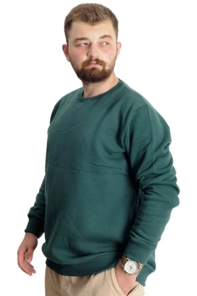 Büyük Beden Erkek Sweatshirt  Basic 20131 Nefti