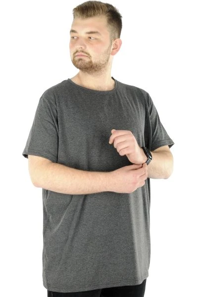 Big-Tall Men Round Collar T-Shirt with Lycra 20149 Antramelange
