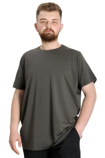 Big-Tall Men Round Collar T-Shirt with Lycra 20149 Khaki
