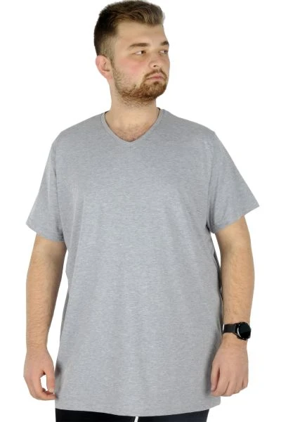 Big-Tall Men V Collar T-Shirt with Lycra 20150 Gray Melange