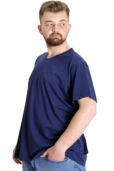 Big-Tall Men V Collar T-Shirt with Lycra 20150 Indigo