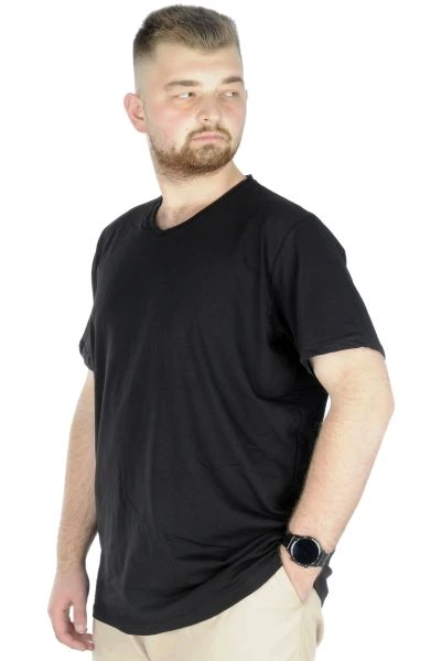 Big-Tall Men V Collar T-Shirt with Lycra 20150 Black