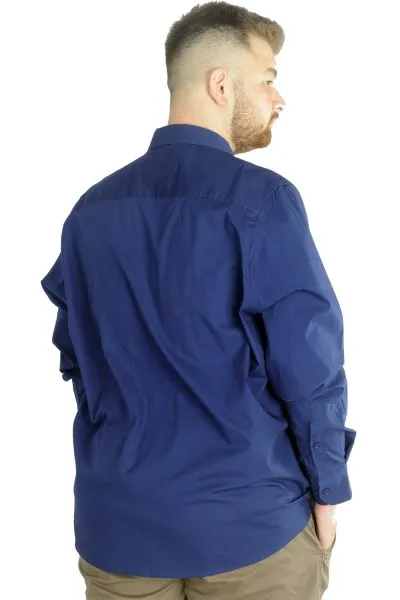 Büyük Beden Erkek Klasik Cepli Gömlek Likralı 20350 İndigo INDIGO