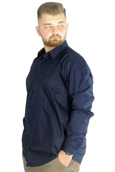 Big-Tall Men's Classic Shirt With Pocket and Lycra 20350 Navy Blue