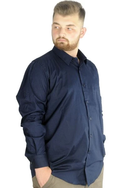 Big-Tall Men's Classic Shirt With Pocket and Lycra 20350 Navy Blue