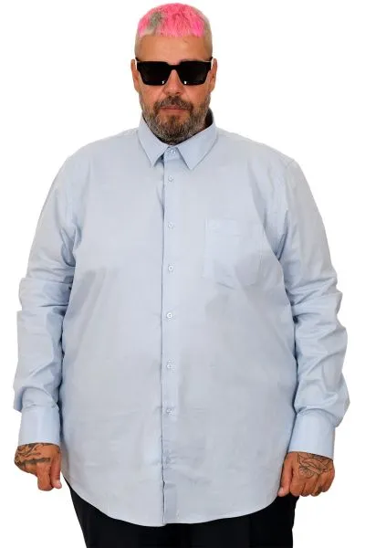 Big Size Mens Classic with pocket Shirt Elastic 20350 Blue