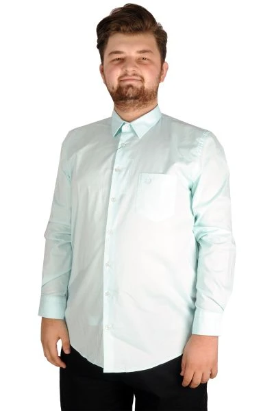 Büyük Beden Erkek Klasik Cepli Gömlek Likralı 20350 Mint