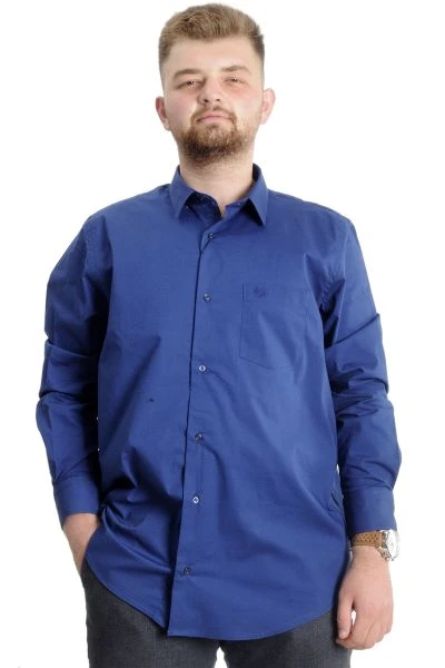 Büyük Beden Erkek Klasik Cepli Gömlek Likralı 20350 Saks