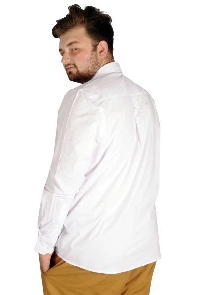 Büyük Beden Erkek Klasik Gömlek Likralı 20351 Beyaz