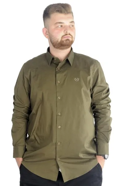 Big-Tall Mens Classic Shirt With Lycra 20351 Khaki