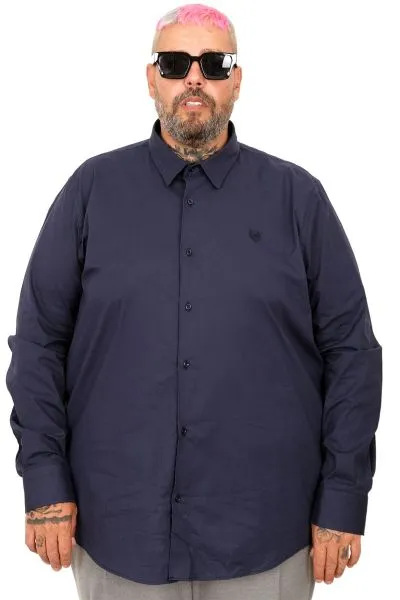 Büyük Beden Erkek Klasik Gömlek Likralı 20351 Lacivert LACIVERT