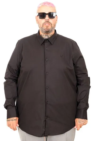 Büyük Beden Erkek Klasik Gömlek Likralı 20351 Siyah SIYAH