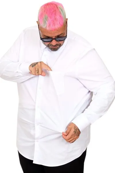 Büyük Beden Erkek Klasik Cepli Gömlek Likralı 20350 Beyaz BEYAZ