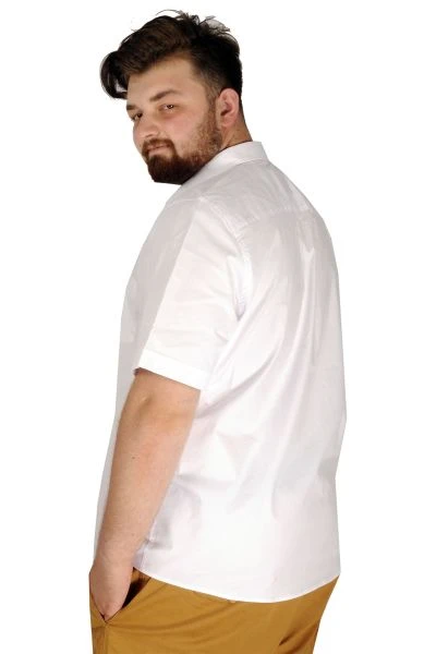 Büyük Beden Erkek Klasik Gömlek Likralı 20352 Beyaz