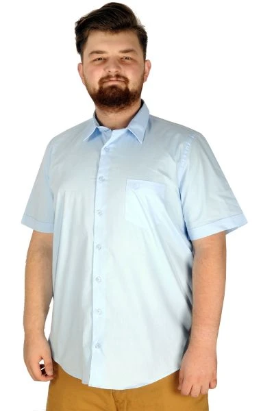 Büyük Beden Erkek Klasik Gömlek Likralı 20352 Mavi