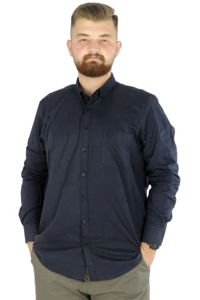 Big Size Men Linen Shirt with Lycra Band Collar 20388 Green