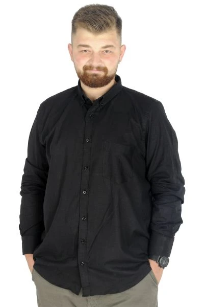 Big Size Men Linen Shirt with Lycra Band Collar 20388 Green