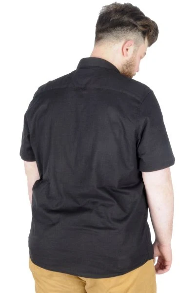 Big Size Men Shirt Short Sleeve Band Collar 20387 Black