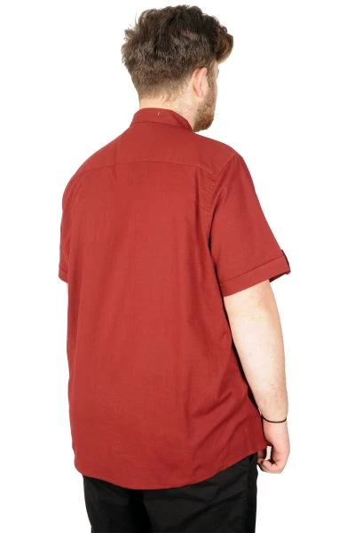 Large Size Men's Classic Linen Shirt with Lycra 20389 Burgundy