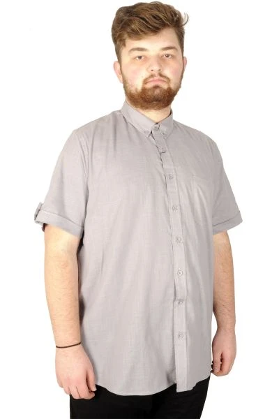 Large Size Men's Classic Linen Shirt with Lycra 20389 Gray
