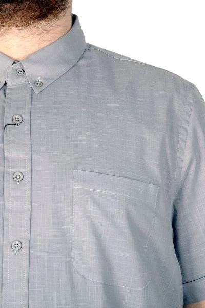 Large Size Men's Classic Linen Shirt with Lycra 20389 Gray