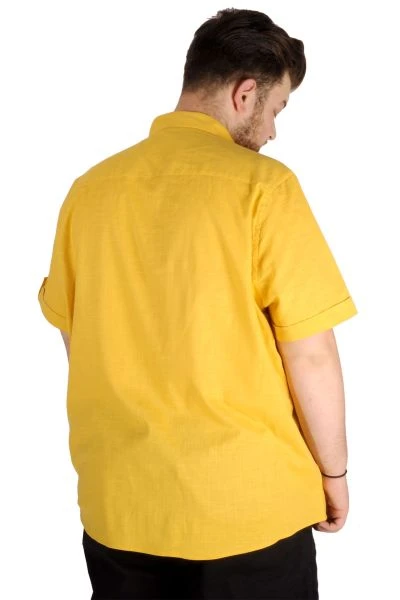 Large Size Men's Classic Linen Shirt with Lycra  20389 Mustard