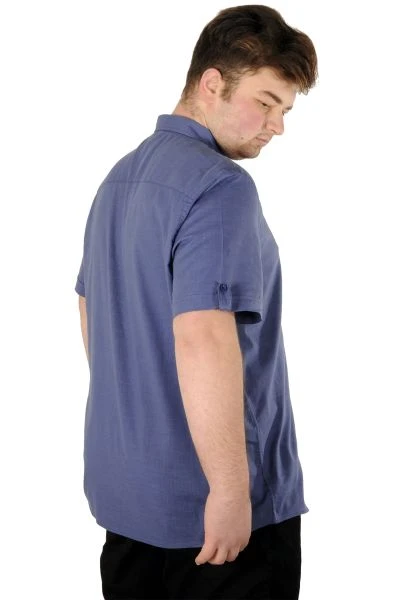 Large Size Men's Classic Linen Shirt with Lycra 20393 Indigo