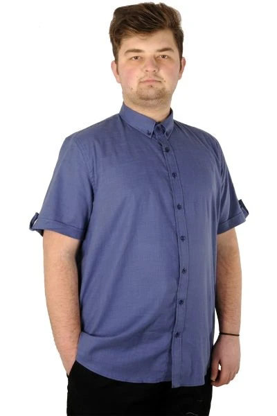 Large Size Men's Classic Linen Shirt with Lycra 20393 Indigo