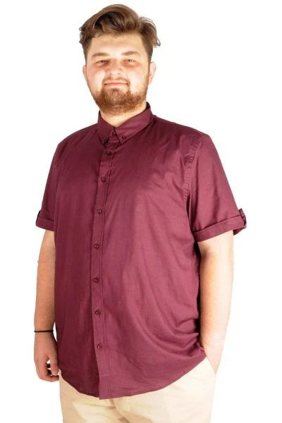 Large Size Men's Classic Linen Shirt with Lycra 20393 Plum