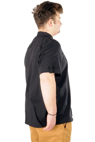 Large Size Men's Classic Linen Shirt with Lycra 20393 Black