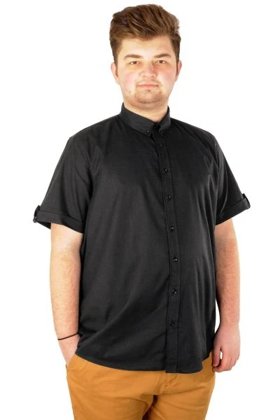 Large Size Men's Classic Linen Shirt with Lycra 20393 Black