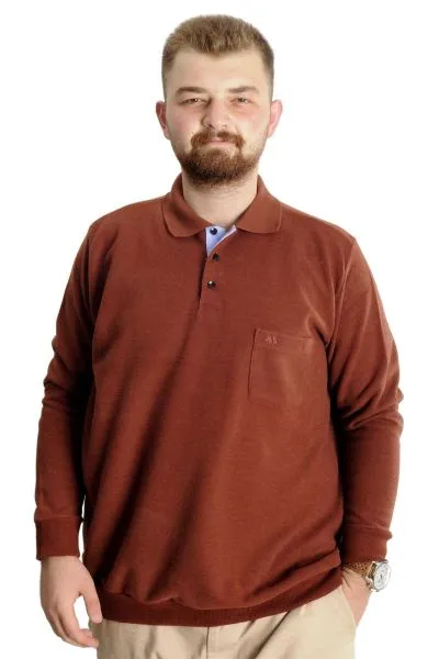 Big Tall Mens Polo Sweatshirt Velvet substitute Basic 20441 Cinnamon