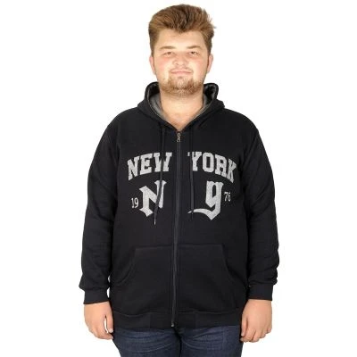 Big-Tall Men Sweatshirt with Hooded and Zippered New York 20538 Navy Blue