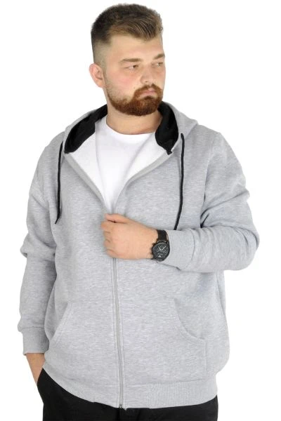 Big Tall Men s Sweatshirt with Hooded Pocket Zippered 20543 Gray