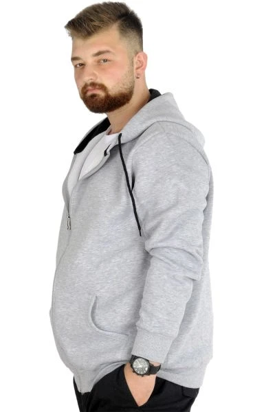 Big Tall Men s Sweatshirt with Hooded Pocket Zippered 20543 Gray