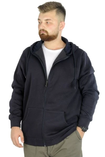 Big Tall Men s Sweatshirt with Hooded Pocket Zippered 20543 Navy Blue