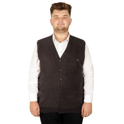 Big Tall Men Cardigan Sweater Thessaloniki Fabric 20545 Brown