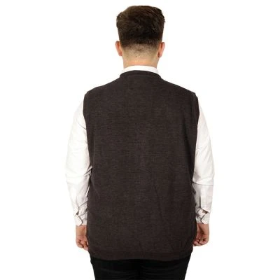 Big Tall Men Cardigan Sweater Thessaloniki Fabric 20545 Brown