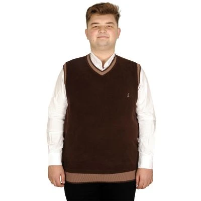 Big Tall Men Cardigan Sweater Vase Thessaloniki Fabric 20547 Brown