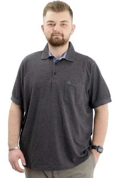 Big+Mens Tshirt Polo with pocket Classic Pike 20552 Antrasit