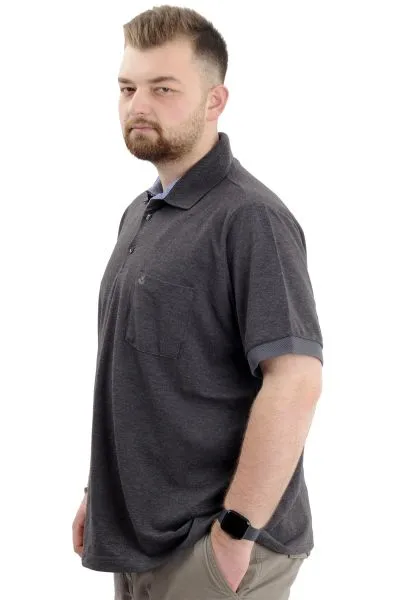 Big+Mens Tshirt Polo with pocket Classic Pike 20552 Antrasit