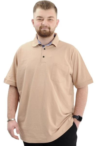 Big-Tall Men Polo T-Shirt With Pocket 20552 Beige