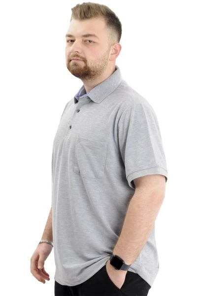 Big-Tall Men Polo T-Shirt With Pocket 20552 Gray Melange