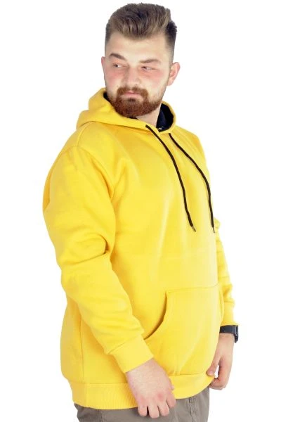 Erkek Sweatshirt Kapşonlu Pocket Basic 20562 Hardal