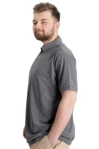 Battal Beden Erkek Tshirt Polo Yaka Cepli Klasik Pike 20552 Antramelanj ANTRASIT