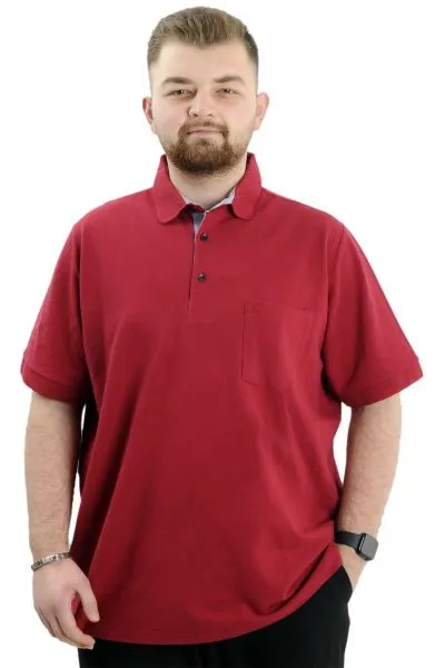 Battal Beden Erkek Tshirt Polo Yaka Cepli Klasik Pike 20552 Bordo BORDO